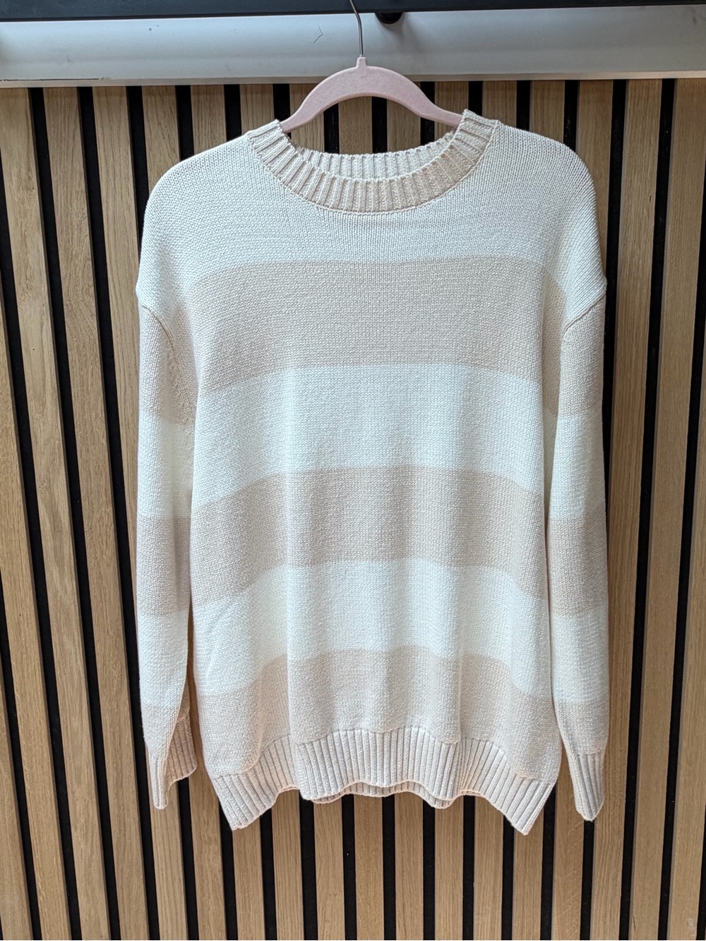 moon & madison Cream Ribbed Crewneck Sweater